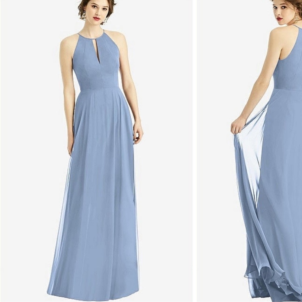After Six Dusty Blue Halter Maxi Dress